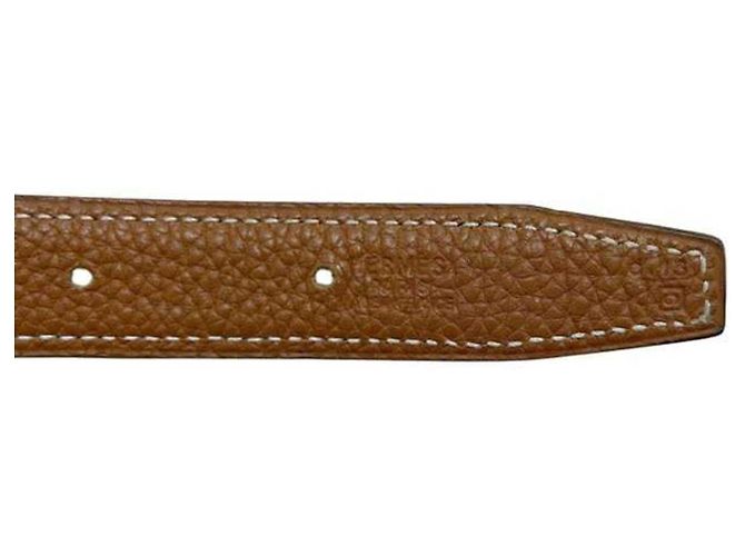 Cinturón Hermès de piel negro y marrón Box Calf Taurillon Clemence Castaño - vista 9