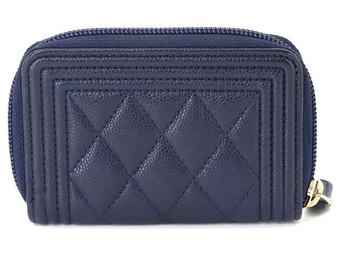 Chanel Boy Zip Münzbeutel in Navy Marineblau - Ansicht 2