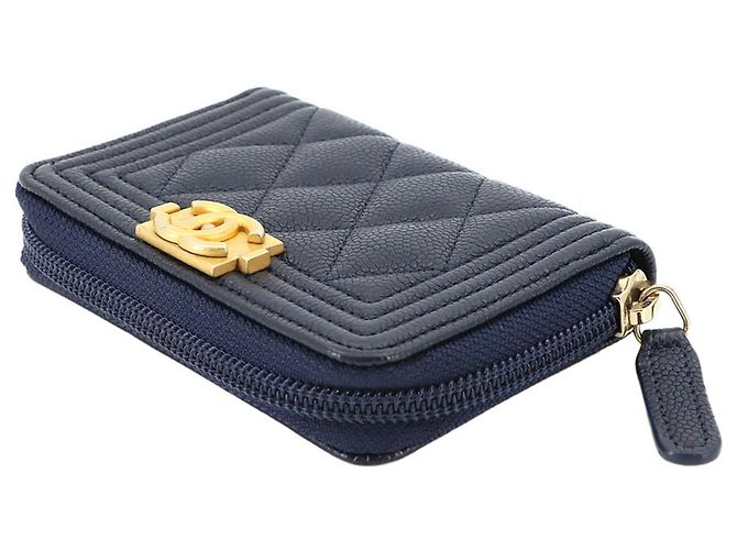 Chanel Boy Zip Münzbeutel in Navy Marineblau - Ansicht 3