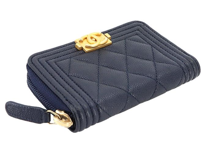 Chanel Boy Zip Münzbeutel in Navy Marineblau - Ansicht 4