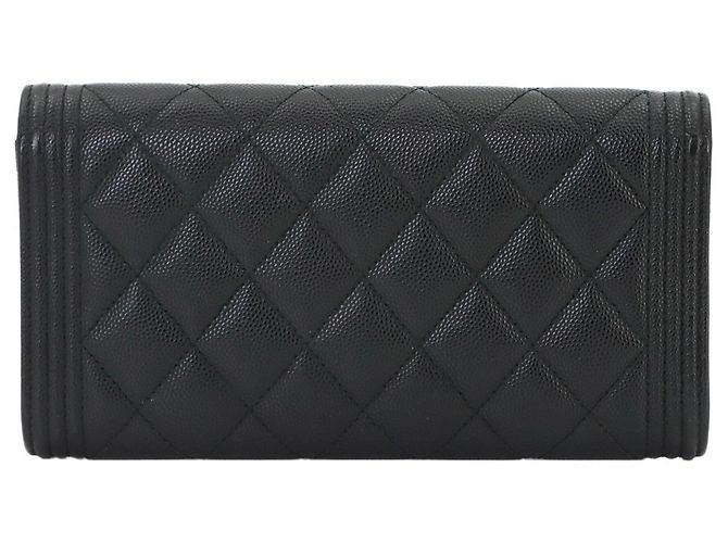 Cartera larga de doble pliegue Chanel Boy Matelassé Negro - vista 2