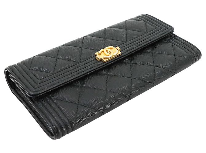 Cartera larga de doble pliegue Chanel Boy Matelassé Negro - vista 3