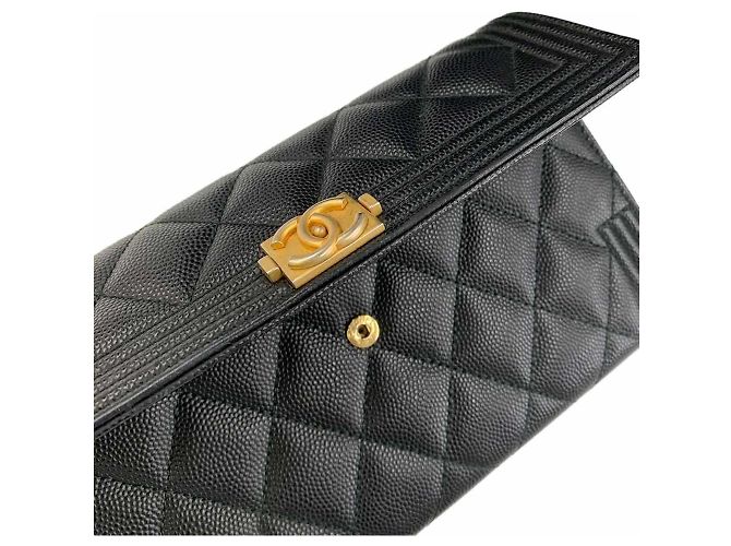 Cartera larga de doble pliegue Chanel Boy Matelassé Negro - vista 9