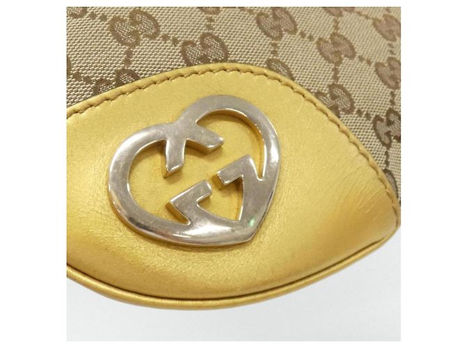 Borsa a Spalla Gucci GG Canvas Beige D'oro - vista 4