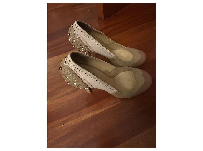 Miu Miu Zapatos de Salón de Piel y Strass - Beige/Marrón Castaño Rosa - vista 2