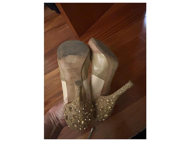 Miu Miu Zapatos de Salón de Piel y Strass - Beige/Marrón Castaño Rosa - vista 3