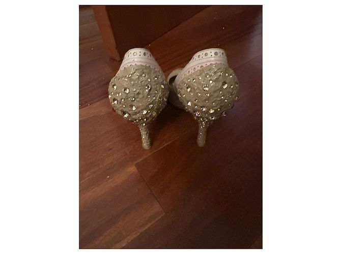 Miu Miu Zapatos de Salón de Piel y Strass - Beige/Marrón Castaño Rosa - vista 4