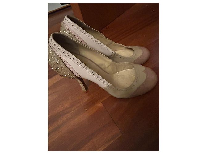 Miu Miu Zapatos de Salón de Piel y Strass - Beige/Marrón Castaño Rosa - vista 5