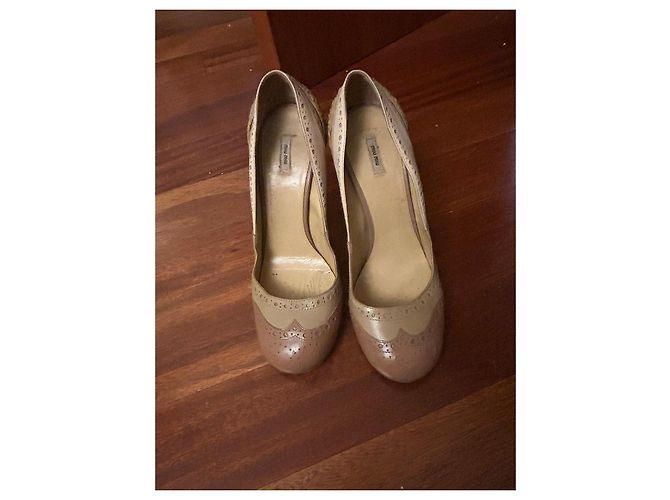 Miu Miu Zapatos de Salón de Piel y Strass - Beige/Marrón Castaño Rosa - vista 6