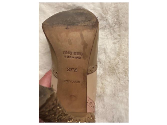 Miu Miu Zapatos de Salón de Piel y Strass - Beige/Marrón Castaño Rosa - vista 7