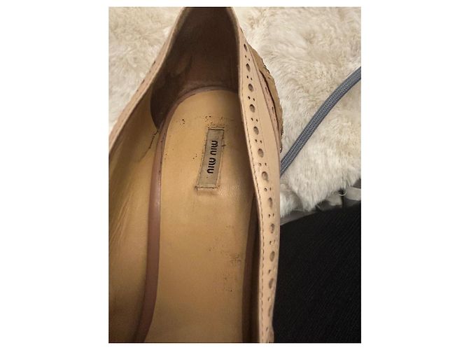 Miu Miu Zapatos de Salón de Piel y Strass - Beige/Marrón Castaño Rosa - vista 8