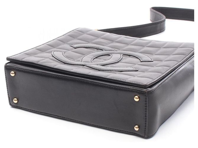 Borsa a Spalla Chanel Chocolate Bar Coco Mark Nero - vista 8
