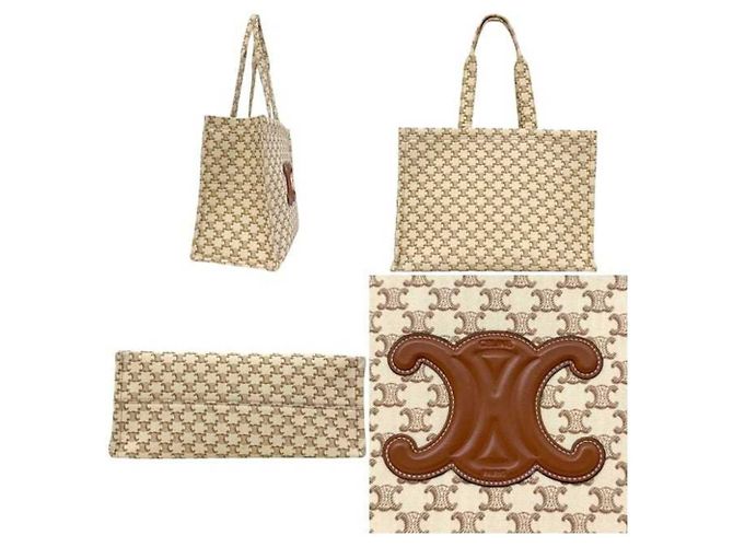 Céline Borsa Tote Celine Large Cabas Thais Marrone Beige - vista 3