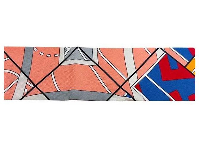 Sciarpa Twilly Hermès blu e rosa - vista 10