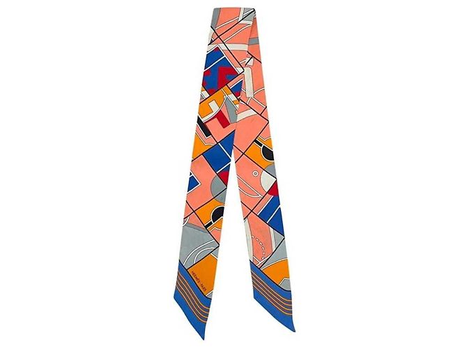 Sciarpa Twilly Hermès blu e rosa - vista 2