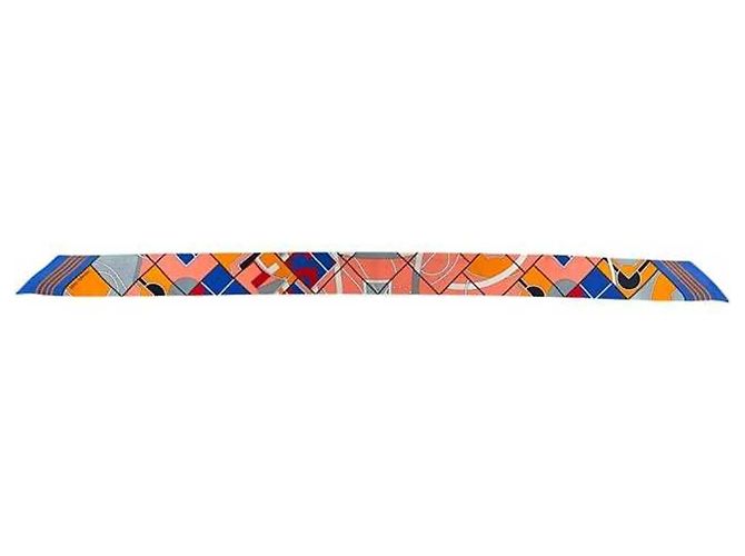 Sciarpa Twilly Hermès blu e rosa - vista 3