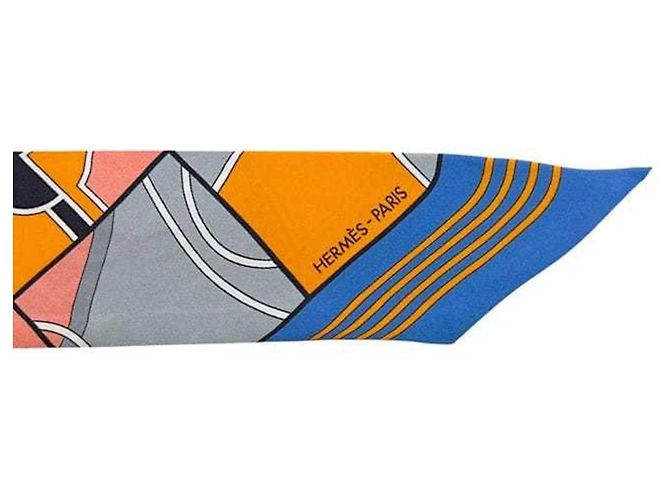 Sciarpa Twilly Hermès blu e rosa - vista 8