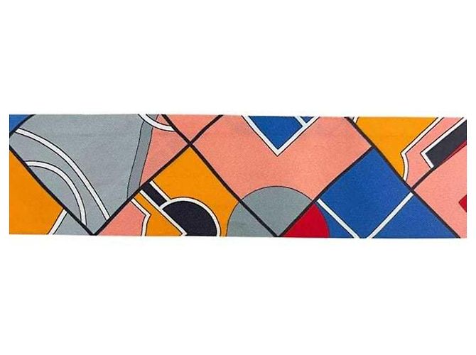 Sciarpa Twilly Hermès blu e rosa - vista 9