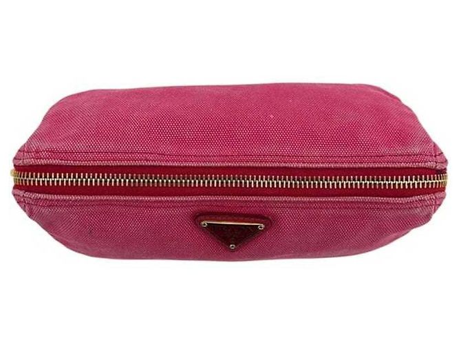 Pochette de lona rosa con placa Prada - vista 10