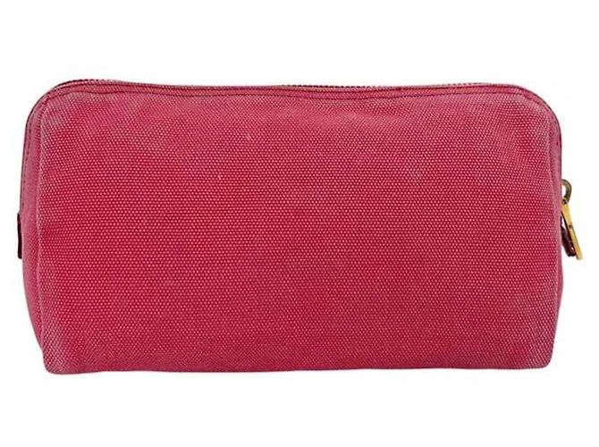 Pochette de lona rosa con placa Prada - vista 11