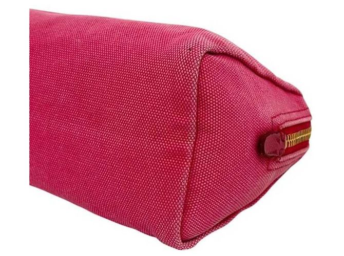 Pochette de lona rosa con placa Prada - vista 9