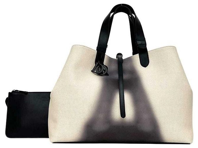 Borsa Tote Grande Christian Dior Toujours Nero Bianco - vista 2