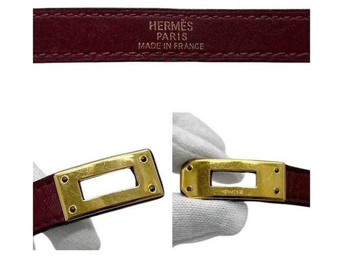 Hermès Pulseira Kelly Charm em couro Bordeaux - vista 7