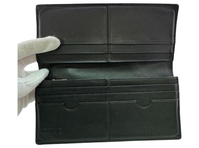 Loewe Puzzle Long Horizontal Bi-fold Wallet Black Green Khaki - view 5