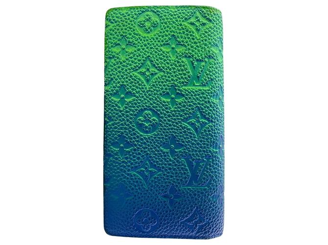Louis Vuitton M81255 Portefeuille Brazza Portefeuille Long Pliable Bleu Orange - vue 2