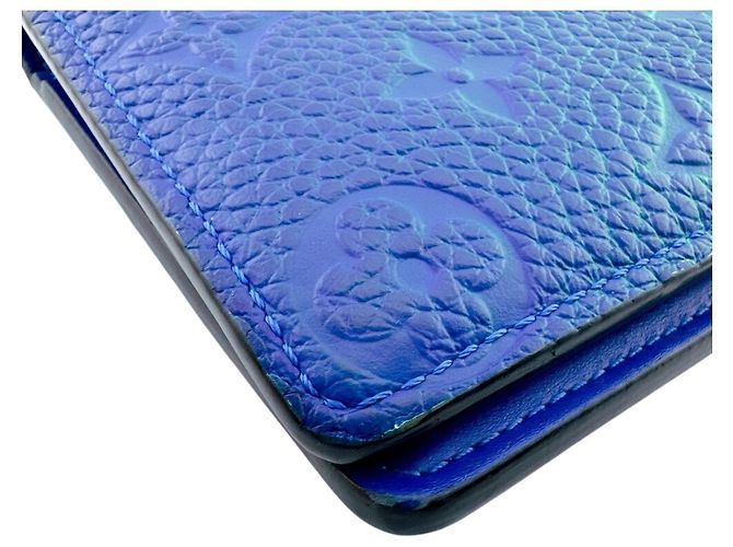 Louis Vuitton M81255 Portefeuille Brazza Portefeuille Long Pliable Bleu Orange - vue 3
