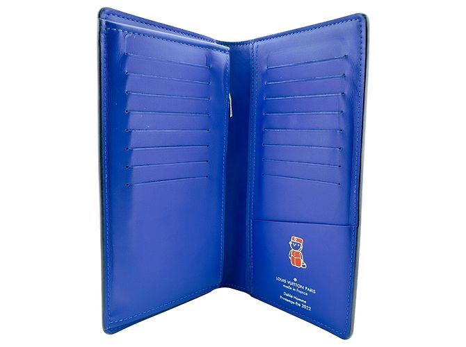 Louis Vuitton M81255 Portefeuille Brazza Portefeuille Long Pliable Bleu Orange - vue 9