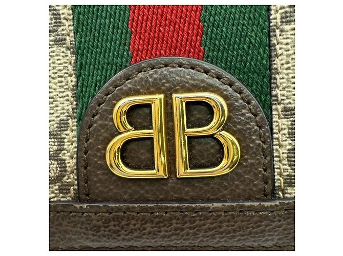 Cartera compacta Gucci The Hacker Project Colaboración Balenciaga Castaño Roja Verde - vista 19