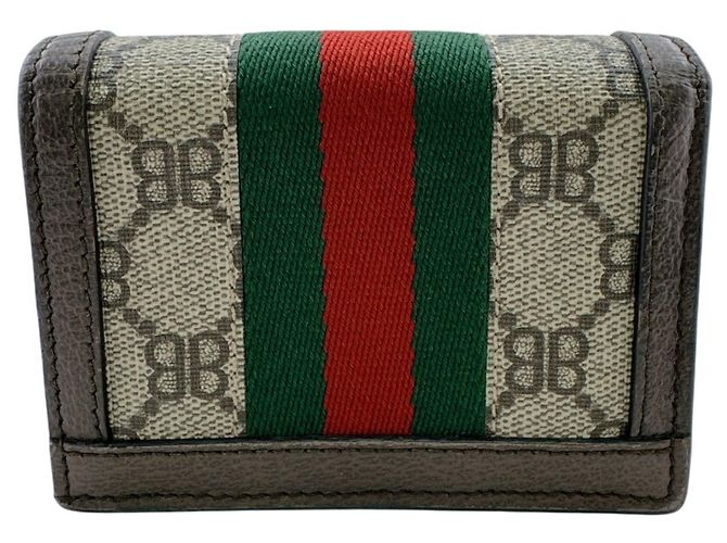 Cartera compacta Gucci The Hacker Project Colaboración Balenciaga Castaño Roja Verde - vista 2
