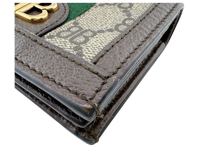 Cartera compacta Gucci The Hacker Project Colaboración Balenciaga Castaño Roja Verde - vista 4