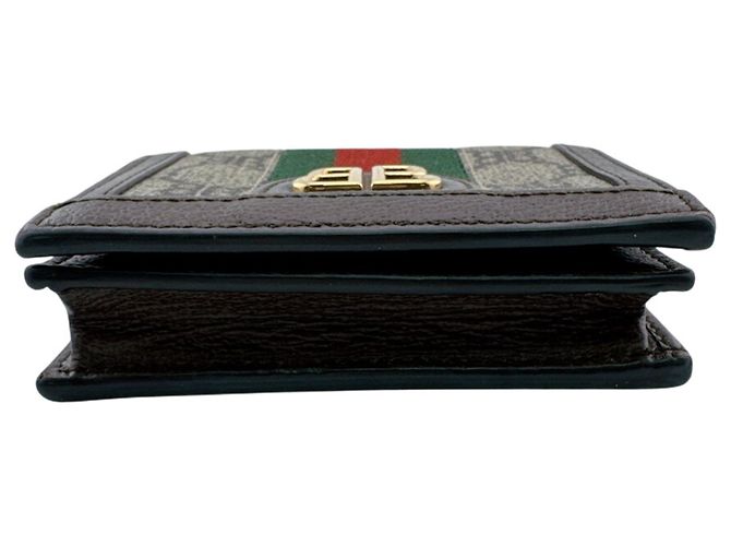 Cartera compacta Gucci The Hacker Project Colaboración Balenciaga Castaño Roja Verde - vista 7