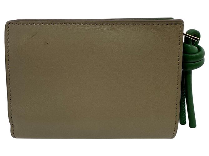 Loewe Knot Kompakter Klappgeldbörse mit Reißverschluss Beige Grün - Ansicht 2