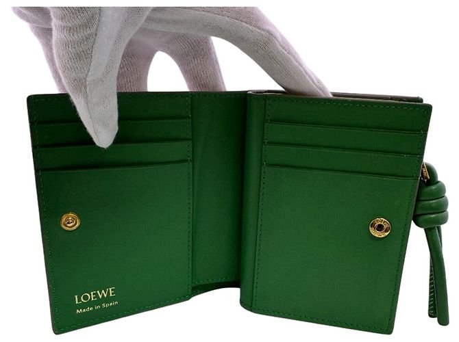 Loewe Knot Kompakter Klappgeldbörse mit Reißverschluss Beige Grün - Ansicht 6