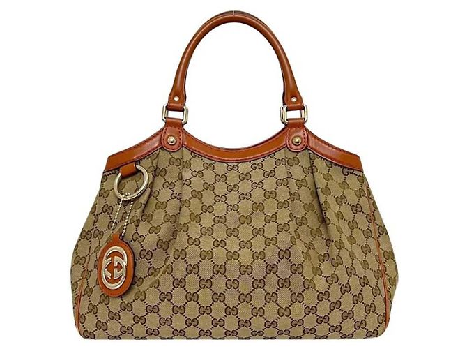 Borsa Tote Gucci beige e arancione - vista 2