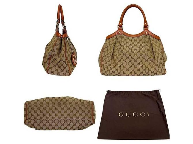 Borsa Tote Gucci beige e arancione - vista 3