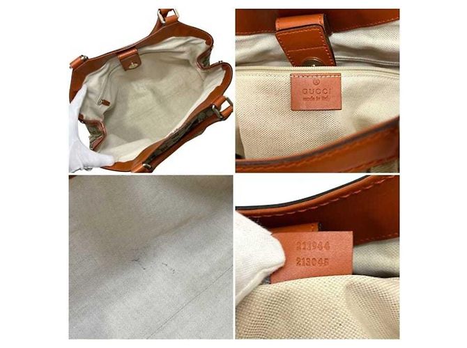 Borsa Tote Gucci beige e arancione - vista 4
