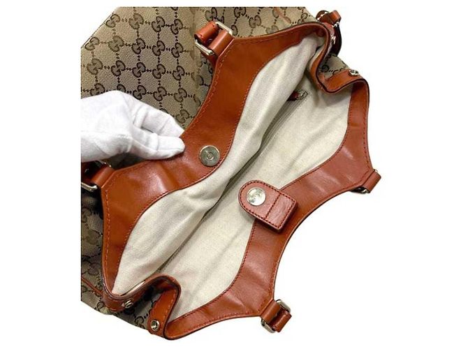 Borsa Tote Gucci beige e arancione - vista 5