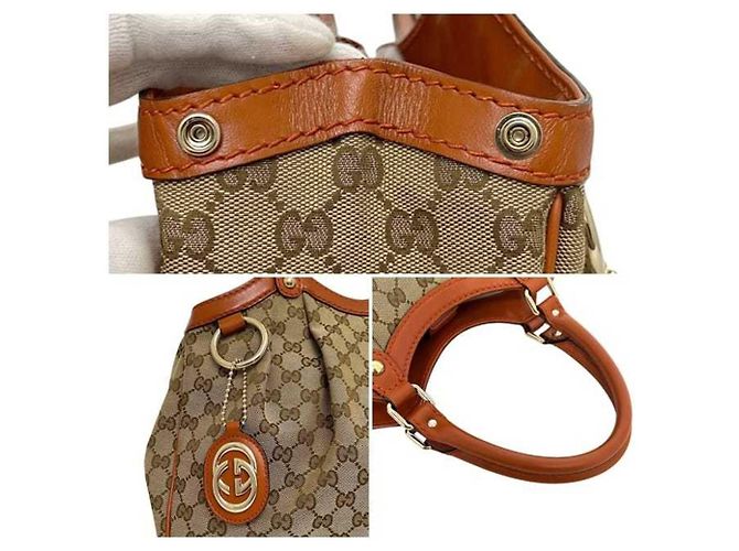 Borsa Tote Gucci beige e arancione - vista 7