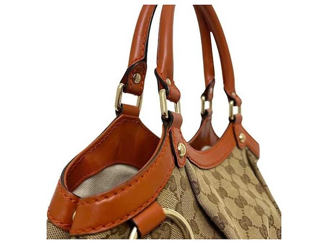 Borsa Tote Gucci beige e arancione - vista 9