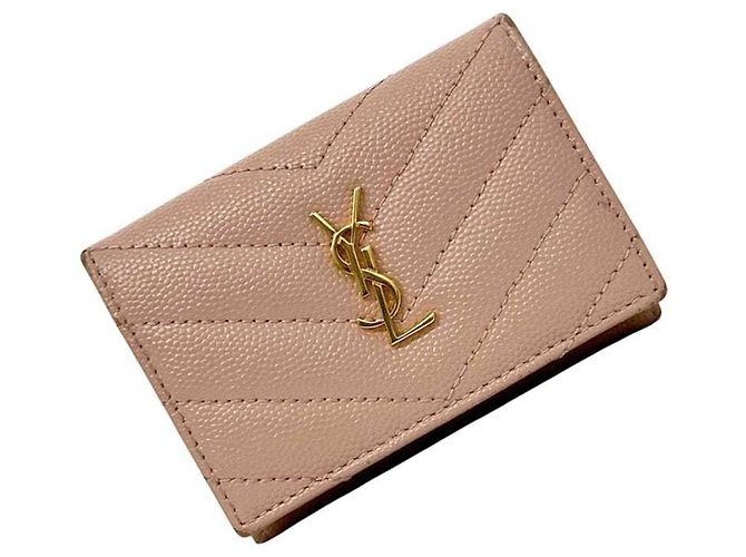 Saint Laurent Tri-fold Wallet aus rosa Leder Pink - Ansicht 2