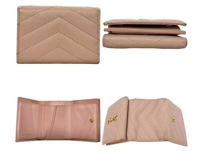 Saint Laurent Tri-fold Wallet aus rosa Leder Pink - Ansicht 3
