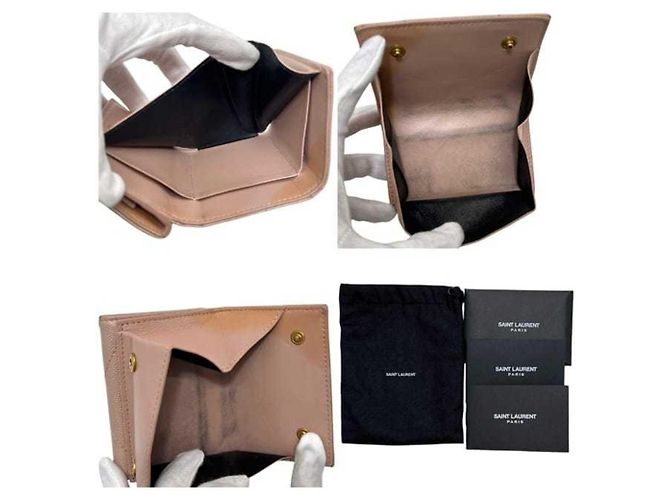 Saint Laurent Tri-fold Wallet aus rosa Leder Pink - Ansicht 4