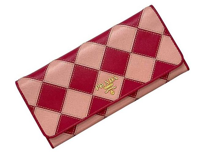 Prada Saffiano Leder Bi-fold Long Wallet Pink - Ansicht 2