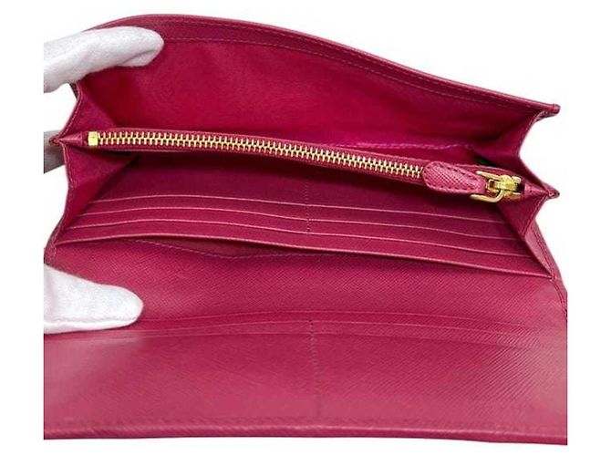 Prada Saffiano Leder Bi-fold Long Wallet Pink - Ansicht 4