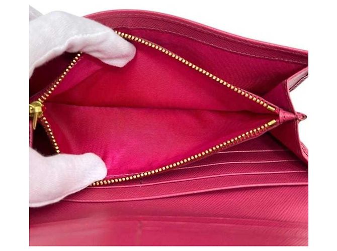Prada Saffiano Leder Bi-fold Long Wallet Pink - Ansicht 5