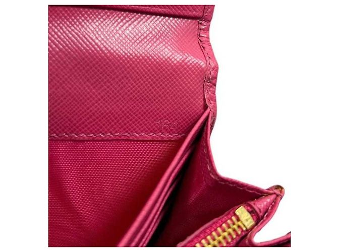 Prada Saffiano Leder Bi-fold Long Wallet Pink - Ansicht 6